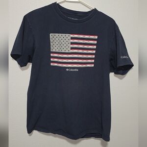 Columbia Navy Blue Short Sleeve Tee with Flag Design